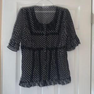 Black and white polka dots sheer top